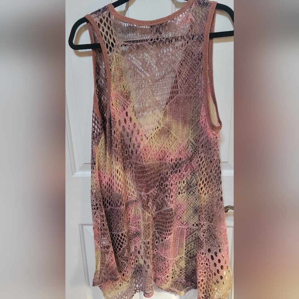 Lily By Firmiana Crochet Unique Boho Sleeveless Top W/Pockets Size 2x - Picture 2 of 3